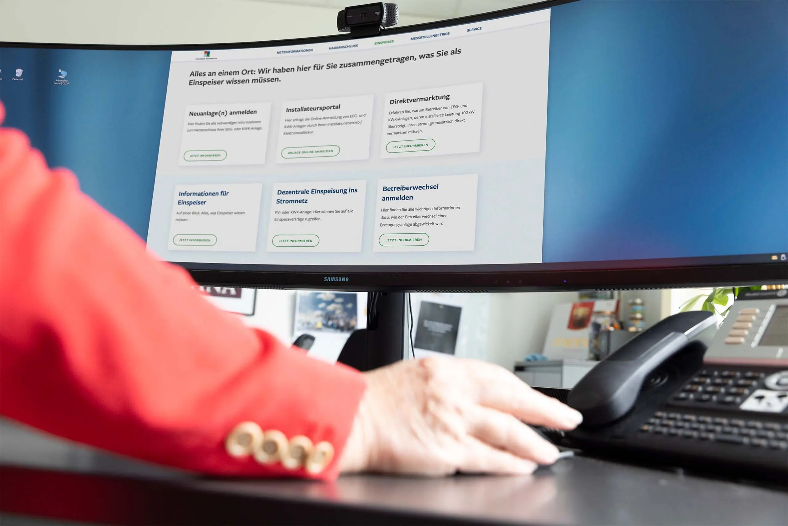 Screenshot des Einspeiserportals
